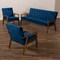 Baxton Studio Sorrento Blue Velvet Walnut Finished 3-Piece Wooden Living Room Set 160-9938-9940 - alternate 5
